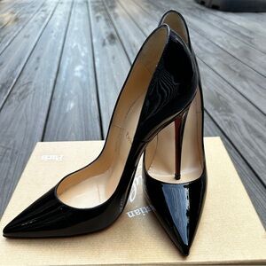 Christian Louboutin So Kate Pointed Toe Pump 120mm Black Patent Leather 39.5